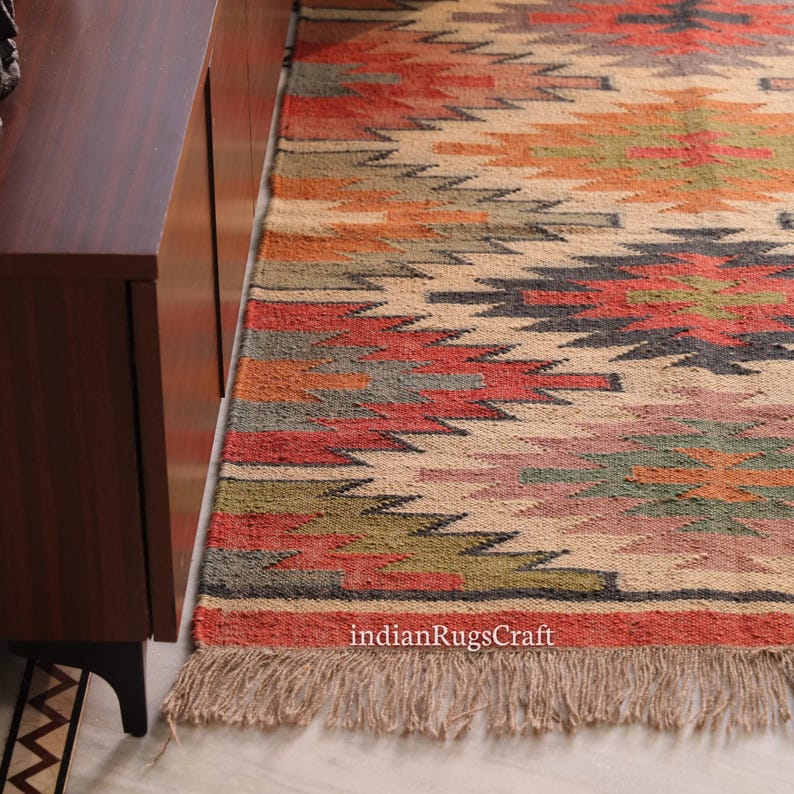 Vintage Rug, 5x7 Kilim Rug, Handwoven Rug, Wool and Jute Rug, Handmade Rug, Kilim Rug, Hallway Rug, Custom Size Rug, Dining Room Rug, Area Rug, Floor Rugs