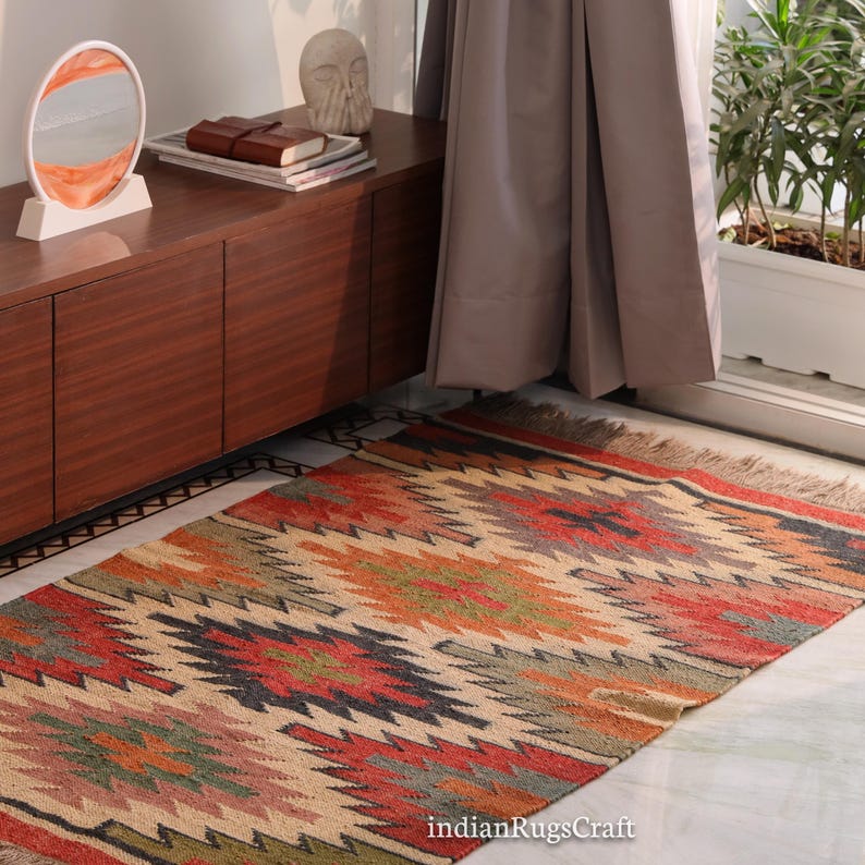 Vintage Rug, 5x7 Kilim Rug, Handwoven Rug, Wool and Jute Rug, Handmade Rug, Kilim Rug, Hallway Rug, Custom Size Rug, Dining Room Rug, Area Rug, Floor Rugs