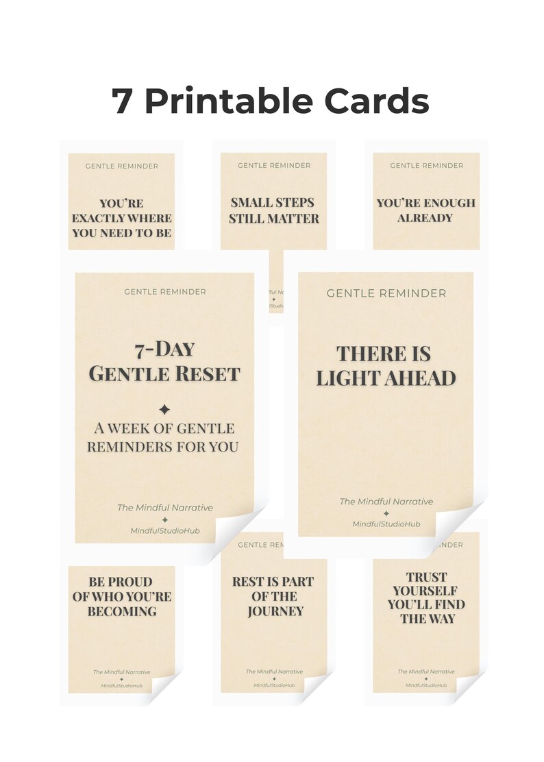 Printable Affirmation Cards, 7 Day Gentle Reset, Motivational Cards ...