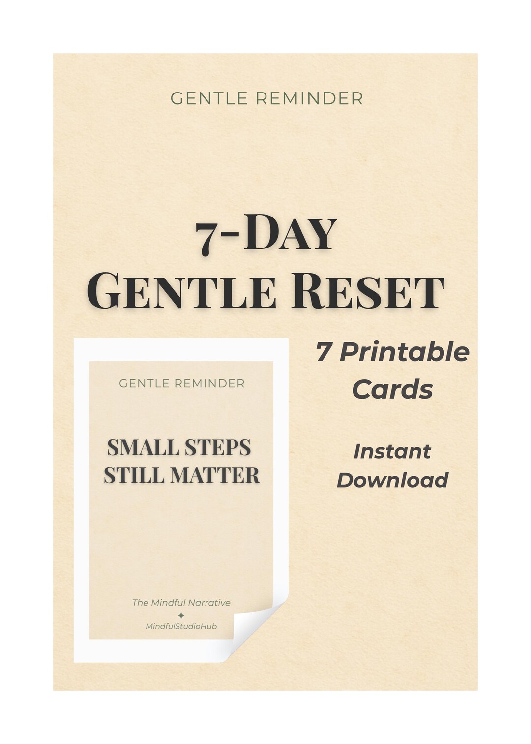 Printable Affirmation Cards, 7 Day Gentle Reset, Motivational Cards ...