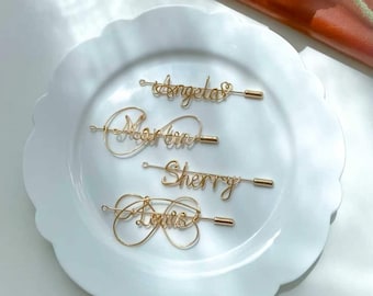Custom Name Brooches, Elegant Gold Personalized Pins, for Special Occasions, Clothing Pin, Hat Pin, Gift Box Included