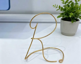 Wire Letter Sign, 15 colors, Freestanding Metal Initial available in Gold, Silver, Black, Red, Custom Wire Art