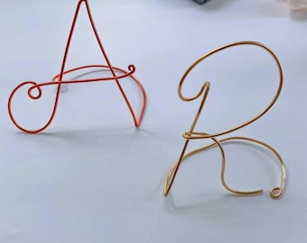 Wire Letter Sign, 15 colors, Freestanding Metal Initial available in Gold, Silver, Black, Red, Custom Wire Art