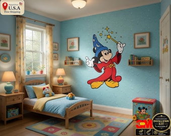 Wizard Mouse Kids Wall Mural, Light Blue Peel and Stick Nursery Wallpaper