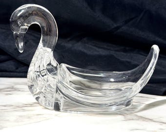 Soporte para toallas de invitados con forma de cisne de acrílico transparente Lucite VTG MCM (2921)