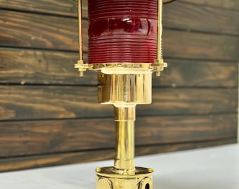 Marine Brass Ship Lamp Red Glass Nautical Electric Fixture Junction Box Coastal Cabin Décor Seaside Industrial Lighting Ocean Inspired Piece