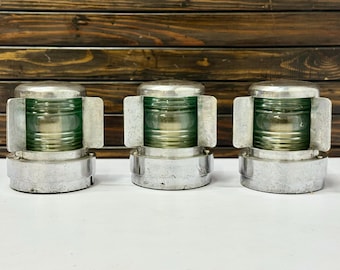 Set van 3 nautische scheepslading elektrische aluminium lampen maritiem geborgen industriële verlichting retro maritiem decor Sovjettijdperk collectible