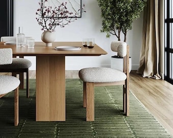 Hand Tufted Green Textured Rug Modern Minimalist Wool Rug Olive Green Abstract Grid Carpet Contemporary Luxury Area Rug CustomSize Available