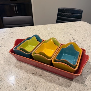 Costa Del Sol 7 Piece Multi-color Stoneware Serving Set