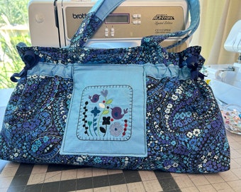 Gathered Embroidered Tote Bag