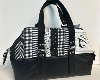 Cotton & Leather Framed Handbag