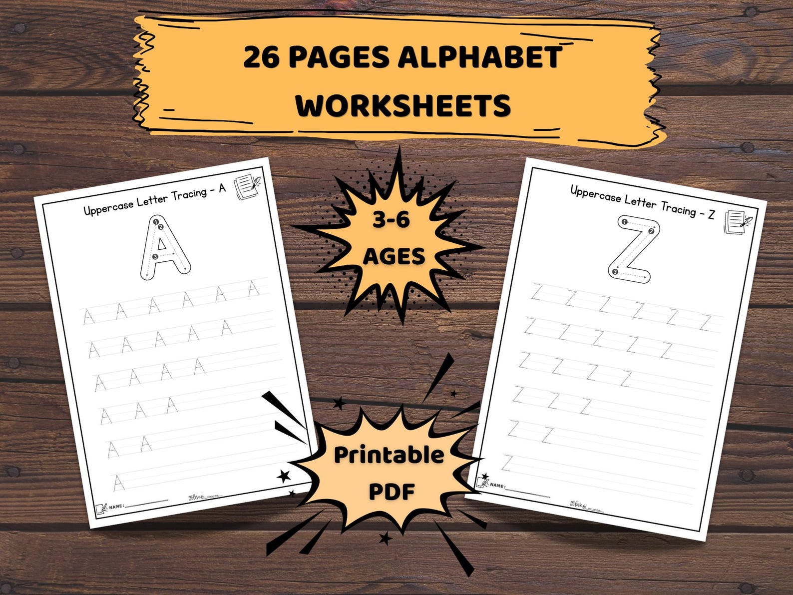 Uppercase Letter Tracing Worksheets A-Z | Kids Handwriting Practice ...