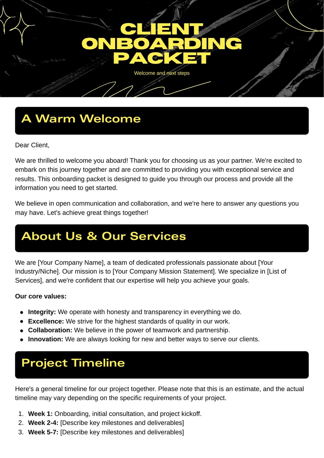 Client Onboarding Packet Template | Welcome Letter | Intake Form ...