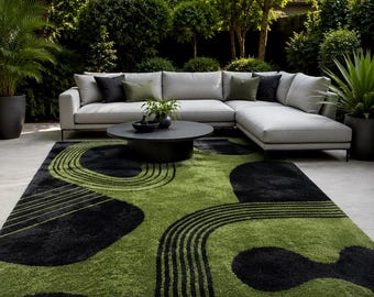 Premium Wool Hand Tufted Rug | Luxury Thick Soft Carpet for Bedroom | Large Abstract Floral Area Rug, Aesthetic Custom Rug