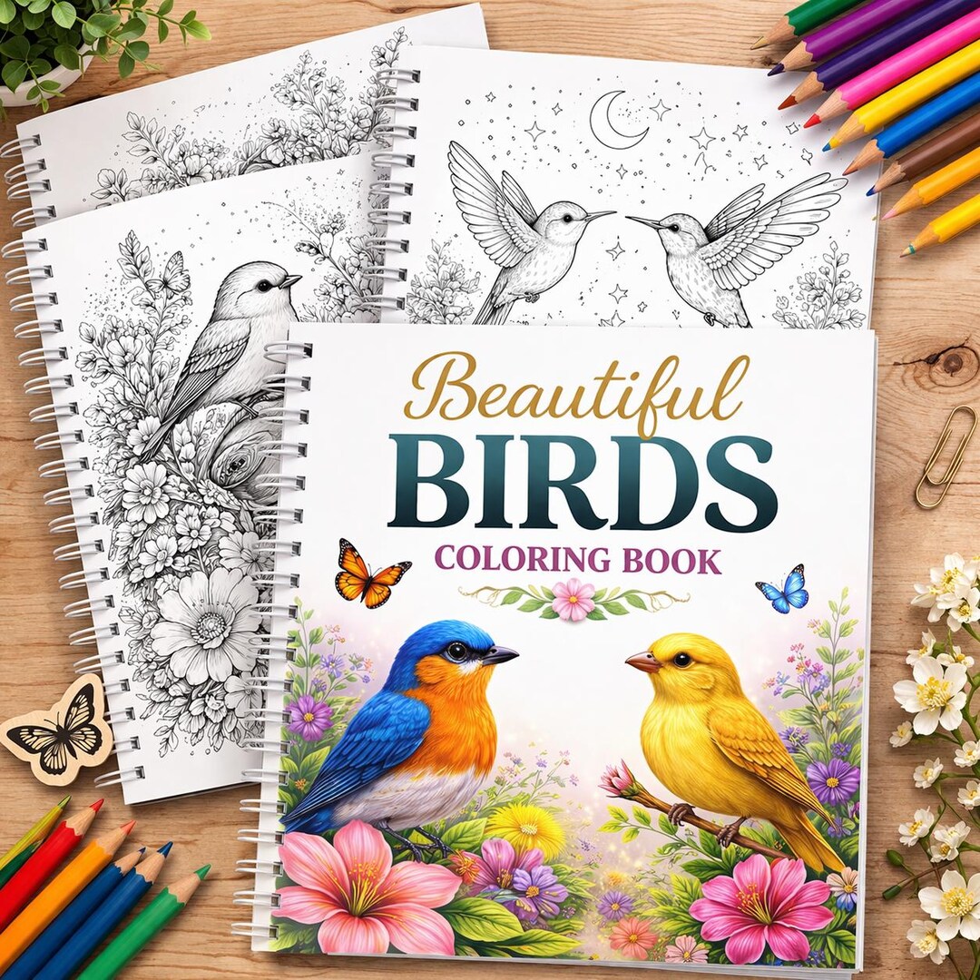 Beautiful Birds Coloring Book 10 Pages Printable PDF, Bird Coloring ...