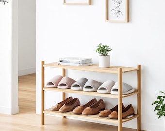 Entryway Shoe Organizer |3 Tier Wooden Shoe Rack | Bamboo Wood Shoes Storage |  Wooden Shoe Cabinet | Wooden Shoe Shelf | Wooden Shoe Stand