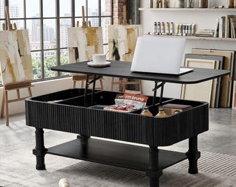 Сoffee table with storage, wood lift top desk, living room furniture, modern home decor  Wood Center Table | Space Saving
