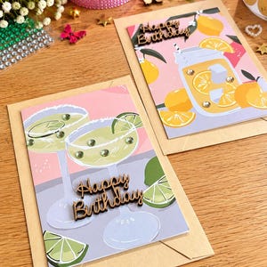 Cocktail Birthday Card Set  | Handmade Birthday Card | Cocktail Lover Gift | Girls Night Out | Sparkly Birthday Card