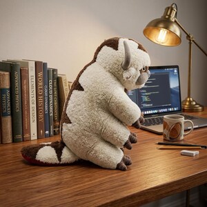 Appa Cow Plush Toy 45cm, Avatar Anime Stuffed Animal, Soft White Fleece Capybara Plush