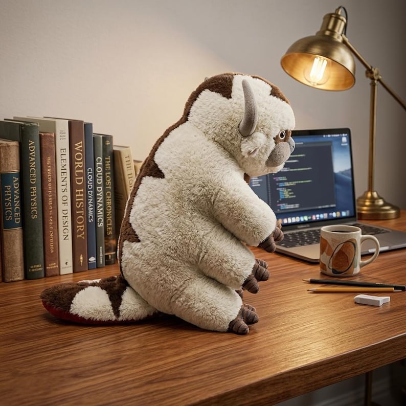 Appa Cow Plush Toy 45cm, Avatar Anime Stuffed Animal, Soft White Fleece Capybara Plush