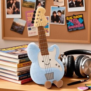 Violin & Guitar Plush Toy Set, Music Note Plushie, Soft Instrument Stuffed Toys, Musician Gift, Cute Band Decor, Music Lover Gift Idea image 9