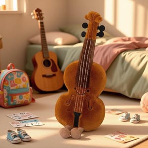 Violin & Guitar Plush Toy Set, Music Note Plushie, Soft Instrument Stuffed Toys, Musician Gift, Cute Band Decor, Music Lover Gift Idea