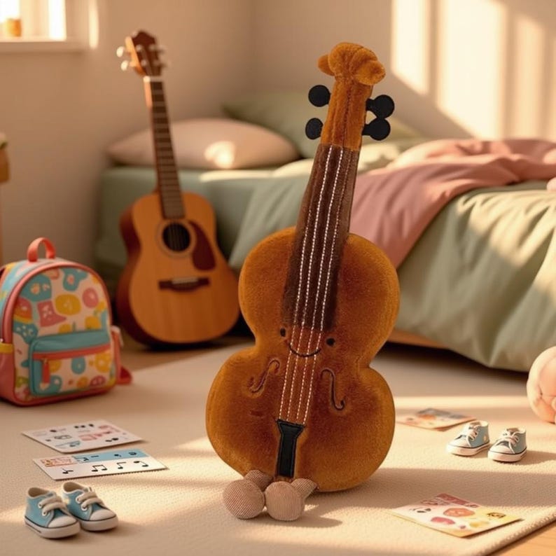 Violin & Guitar Plush Toy Set, Music Note Plushie, Soft Instrument Stuffed Toys, Musician Gift, Cute Band Decor, Music Lover Gift Idea