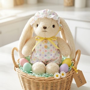 Personalized Embroidered Bunny Plush Baby Gift – Custom Stuffed Rabbit, Baby Shower Gift, Baby’s First Stuffed Animal, Nursery Keepsake