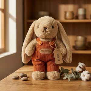 Personalized Embroidered Bunny Plush Baby Gift – Custom Stuffed Rabbit, Baby Shower Gift, Baby’s First Stuffed Animal, Nursery Keepsake