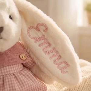 Personalized Embroidered Bunny Plush Baby Gift – Custom Stuffed Rabbit, Baby Shower Gift, Baby’s First Stuffed Animal, Nursery Keepsake