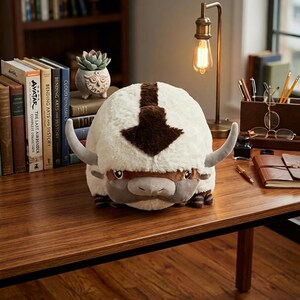 Appa Cow Plush Toy 45cm, Avatar Anime Stuffed Animal, Soft White Fleece Capybara Plush