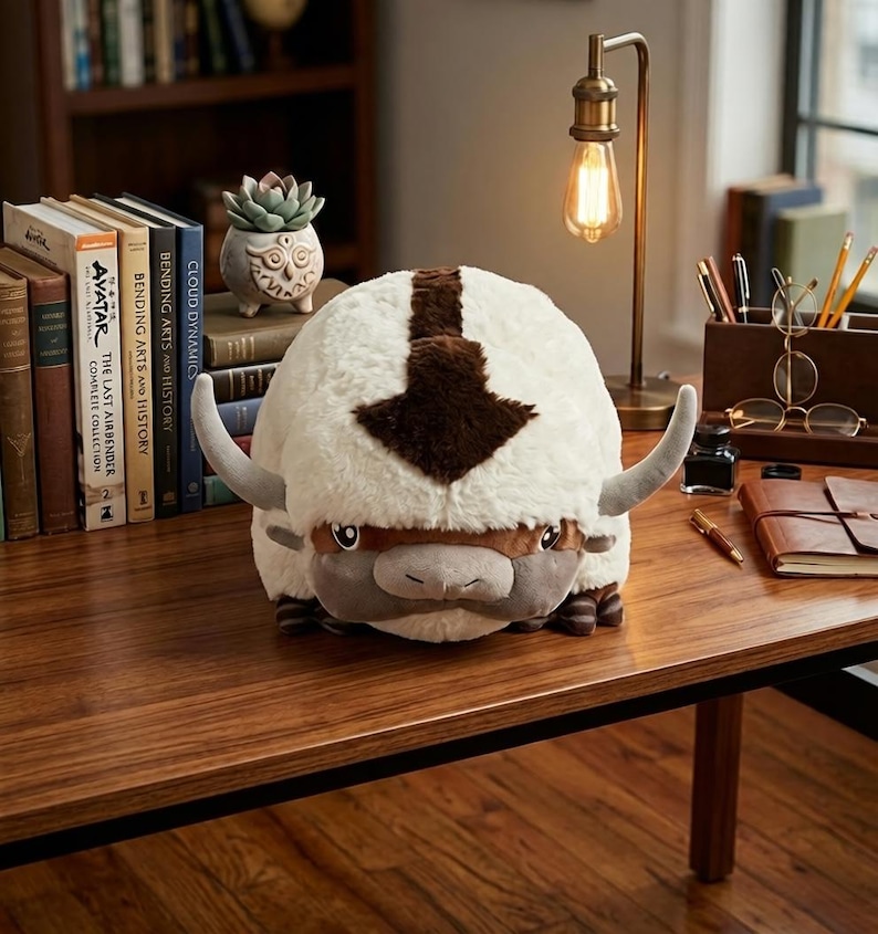 Appa Cow Plush Toy 45cm, Avatar Anime Stuffed Animal, Soft White Fleece Capybara Plush