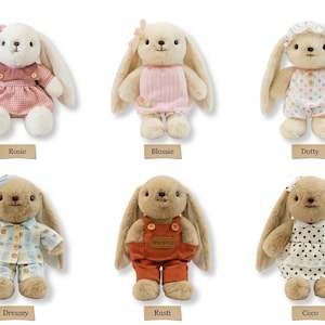 Personalized Embroidered Bunny Plush Baby Gift – Custom Stuffed Rabbit, Baby Shower Gift, Baby’s First Stuffed Animal, Nursery Keepsake