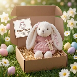 Personalized Embroidered Bunny Plush Baby Gift – Custom Stuffed Rabbit, Baby Shower Gift, Baby’s First Stuffed Animal, Nursery Keepsake