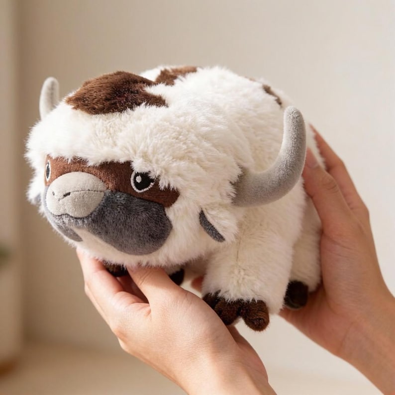 Appa Cow Plush Toy 45cm, Avatar Anime Stuffed Animal, Soft White Fleece Capybara Plush