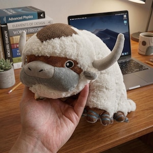 Appa Cow Plush Toy 45cm, Avatar Anime Stuffed Animal, Soft White Fleece Capybara Plush