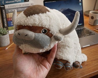 Appa Cow Plush Toy 45cm, Avatar Anime Stuffed Animal, Soft White Fleece Capybara Plush
