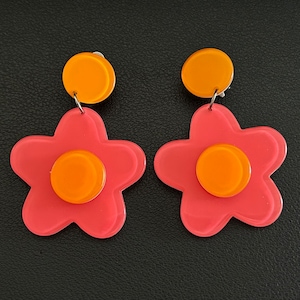 Vintage  Marc Labat Paris Designer Clip On Earrings Flower