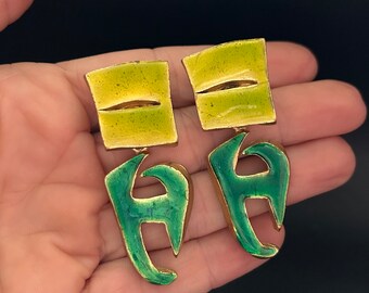 Boucles D'oreilles Vintage Signées Véronique Cheranich - Haute Couture XXème Siècle, Occasion