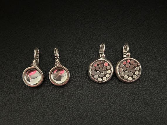 Boucles D'Oreilles Vintage Métal Pointu's - Pendantes Argenté Dore - Occasion
