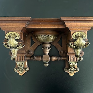 Raro reloj antiguo del siglo XIX con base de madera y bronce