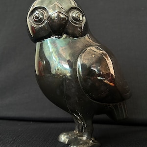 Antique Silver Plated Owl Figurine Statue