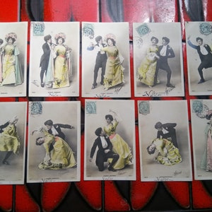 Antique 10 Postcards Set Romantic early 1900