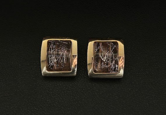 Boucles D'oreilles Vintage Clips - Laiton Doré Et Lucite, Style Rétro Paris, 30x30mm