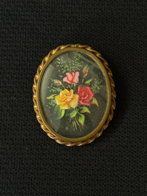 Vintage　1940’s flower handpaint brooch Vintage Hand Painted Brooch 1940 Flowers - Etsy Canada