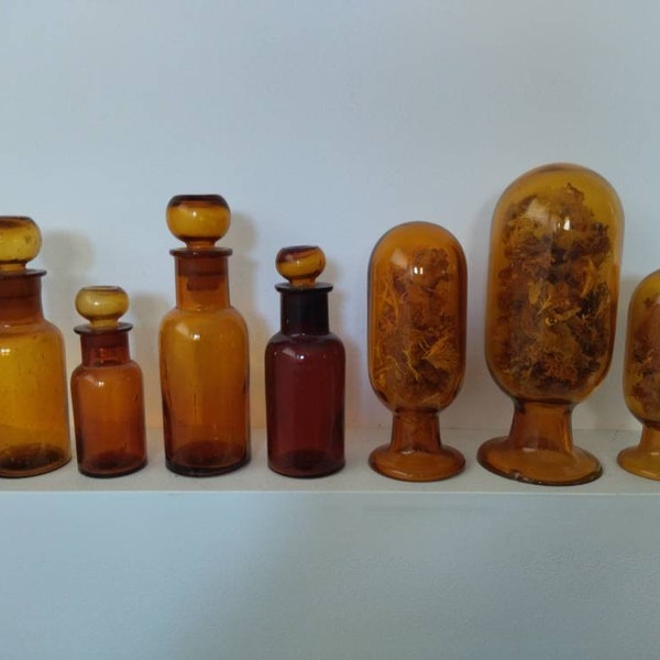 Set von 7 antiken Apothekenflaschen