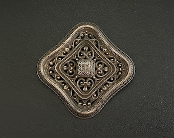 Broche Ancienne En Argent Contour Floral - Années 1920/1940, Occasion