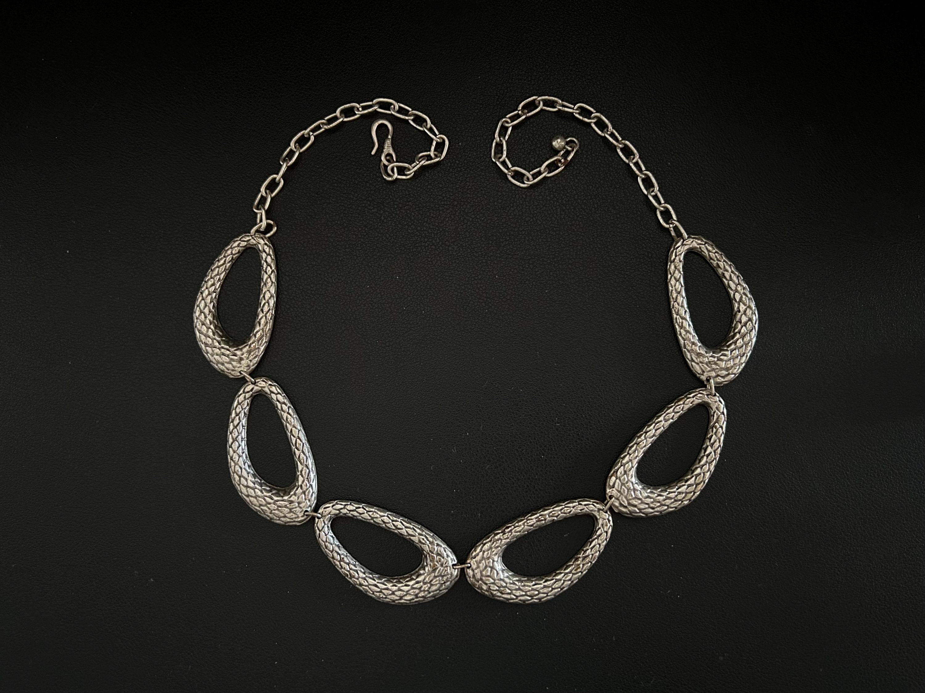 Vintage Silver Tone Metal Snake Necklace - Etsy Israel