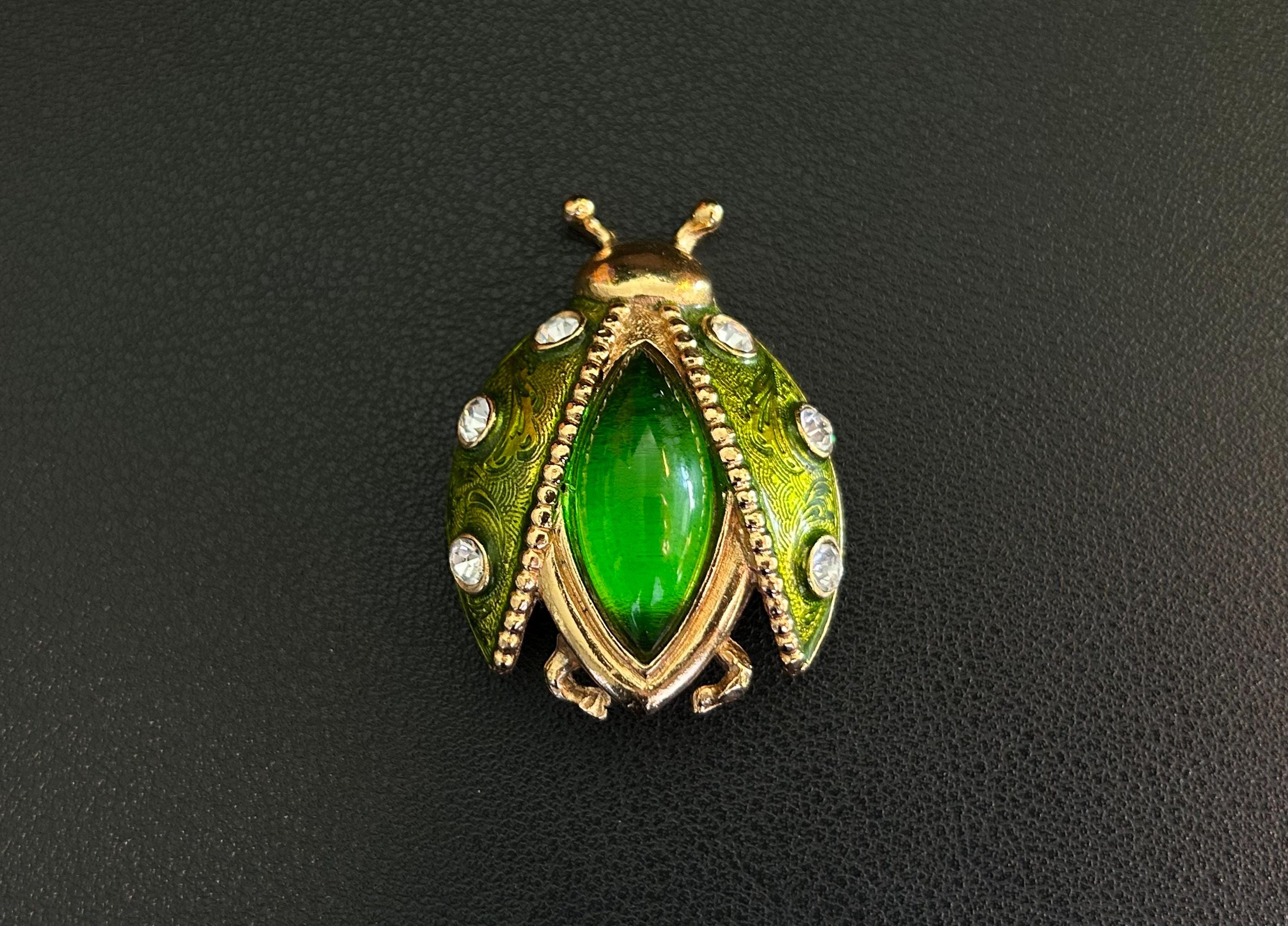 アクセサリー Christian Dior vintage brooch ladybug Vintage Christian Dior Ladybug Brooch Green & Gold - Etsy New Zealand