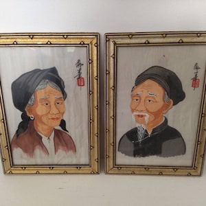 Vintage Asian Vietnamese Silk Paintings